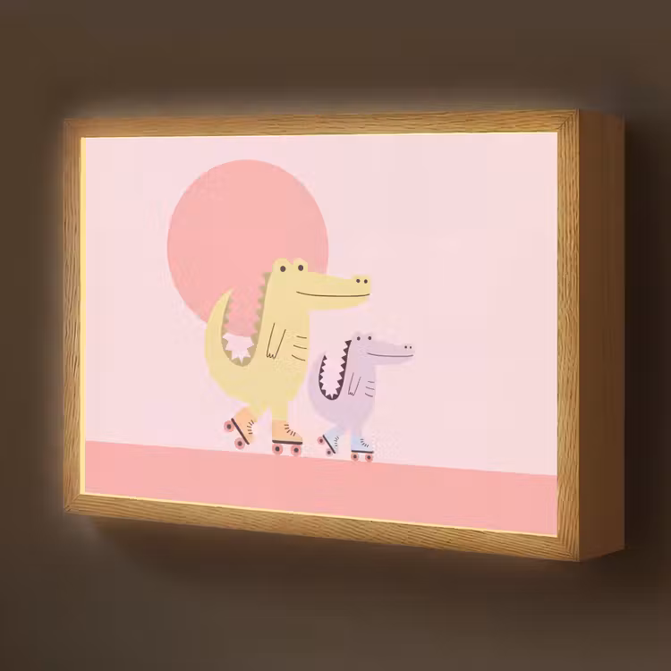 Nachtlicht Kinder - Tiere – Skaten – Illustration – Verspielt – Rosa — 1