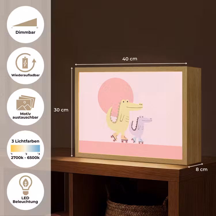 Nachtlicht Kinder - Tiere – Skaten – Illustration – Verspielt – Rosa — 10