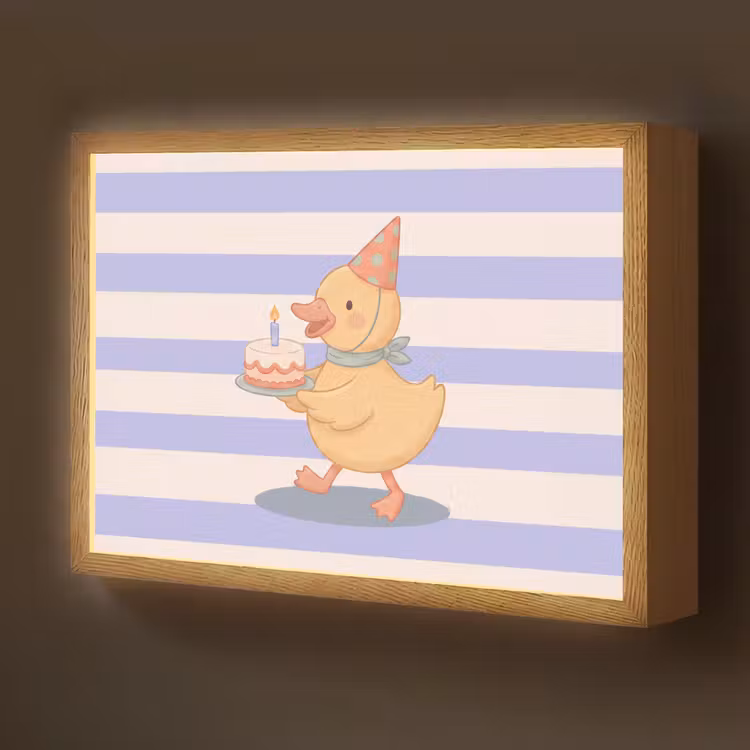 Nachtlicht Kinder - Vogel – Fest – Torte – Kinder – Illustration — 1