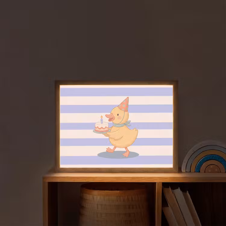Nachtlicht Kinder - Vogel – Fest – Torte – Kinder – Illustration — 2