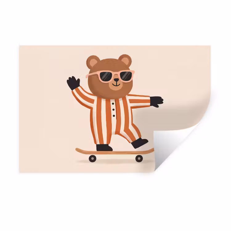 Wandtattoo – Tiere – Skateboard – Spiel – Zeichentrick – Rosa — 1