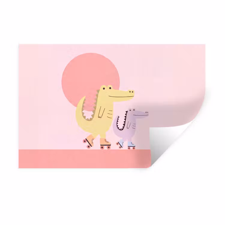 Wandtattoo – Tiere – Skaten – Illustration – Verspielt – Rosa — 1
