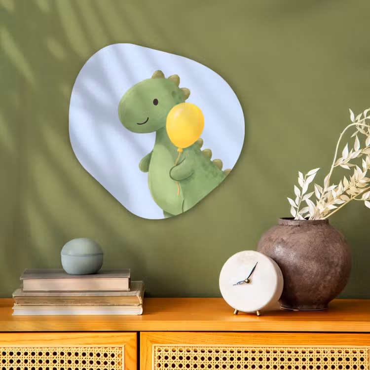 Forexbild Organische Form - Dinosaurier – Luftballon – Kinderzimmer – Illustration – Grün — 2