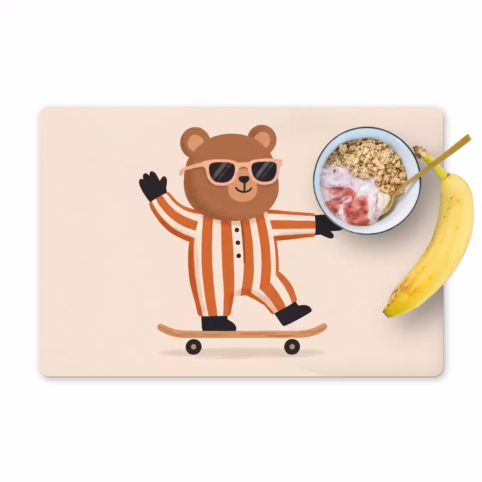 Tischset - 6 Stück - Tiere – Skateboard – Spiel – Zeichentrick – Rosa — 1