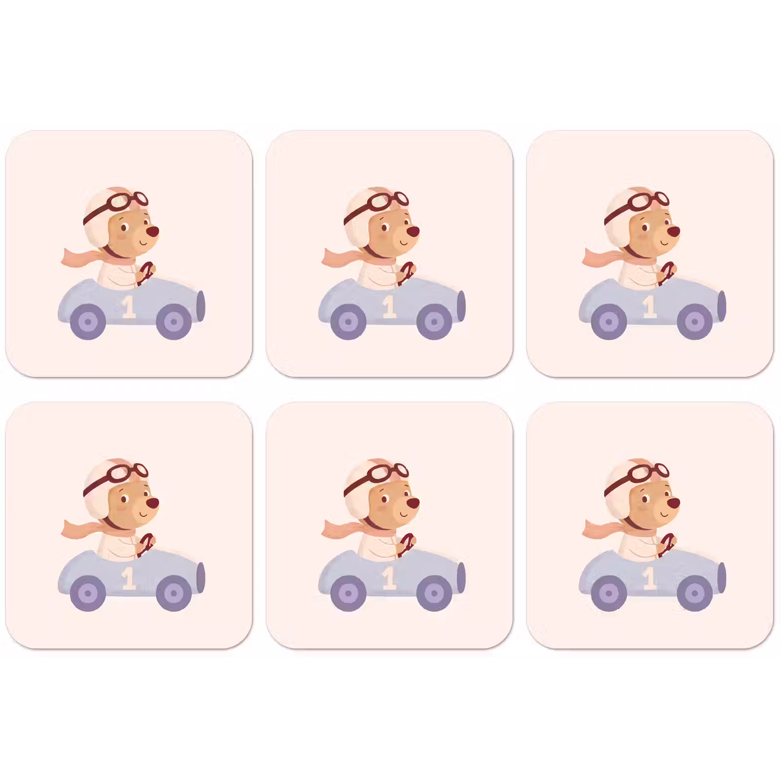Untersetzer - Bär – Auto – Kinderzimmer – Cartoon – Verspielt — 1