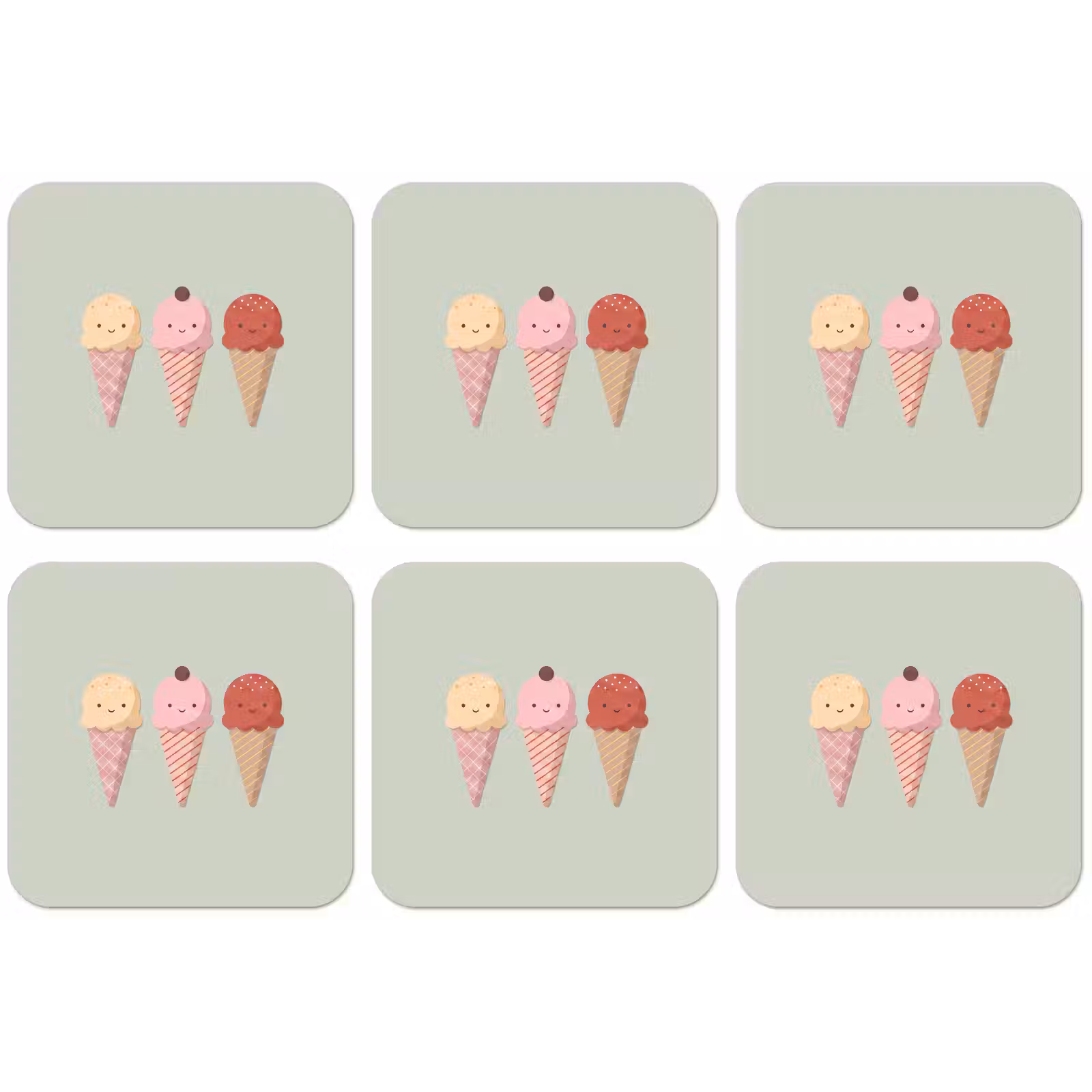 Untersetzer - Eis – Eistüten – Essen – Illustration – Fröhlich — 1