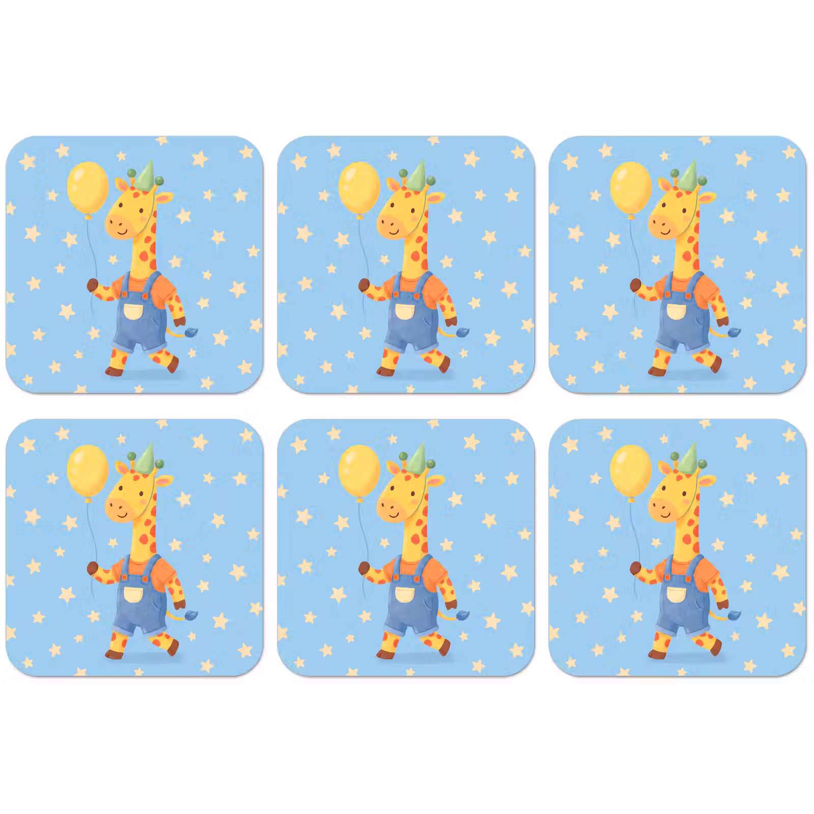 Untersetzer - Tiere – Giraffe – Luftballon – Party – Kinderzimmer — 1