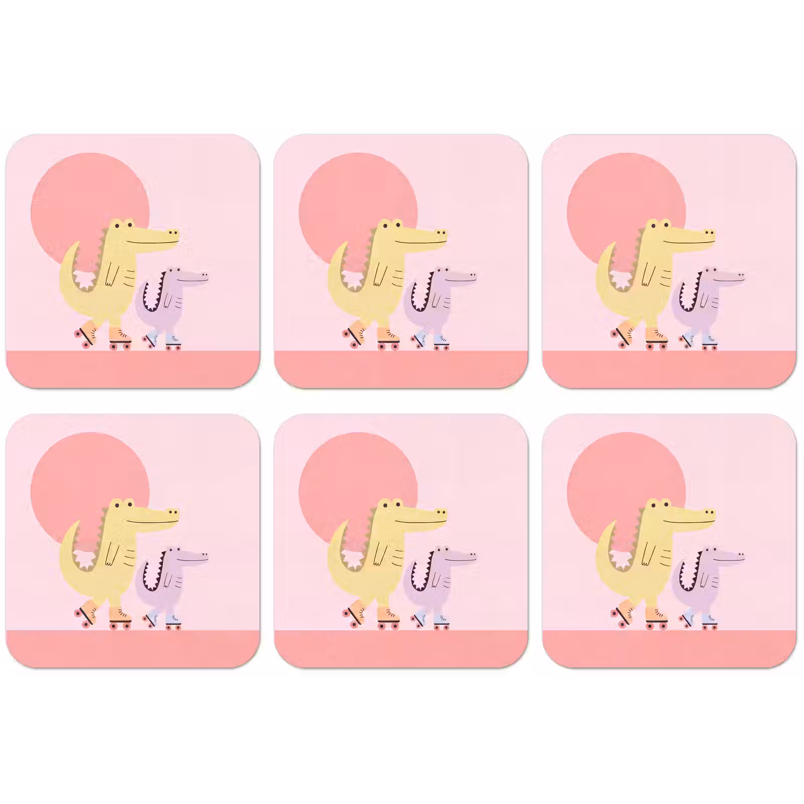 Untersetzer - Tiere – Skaten – Illustration – Verspielt – Rosa — 1