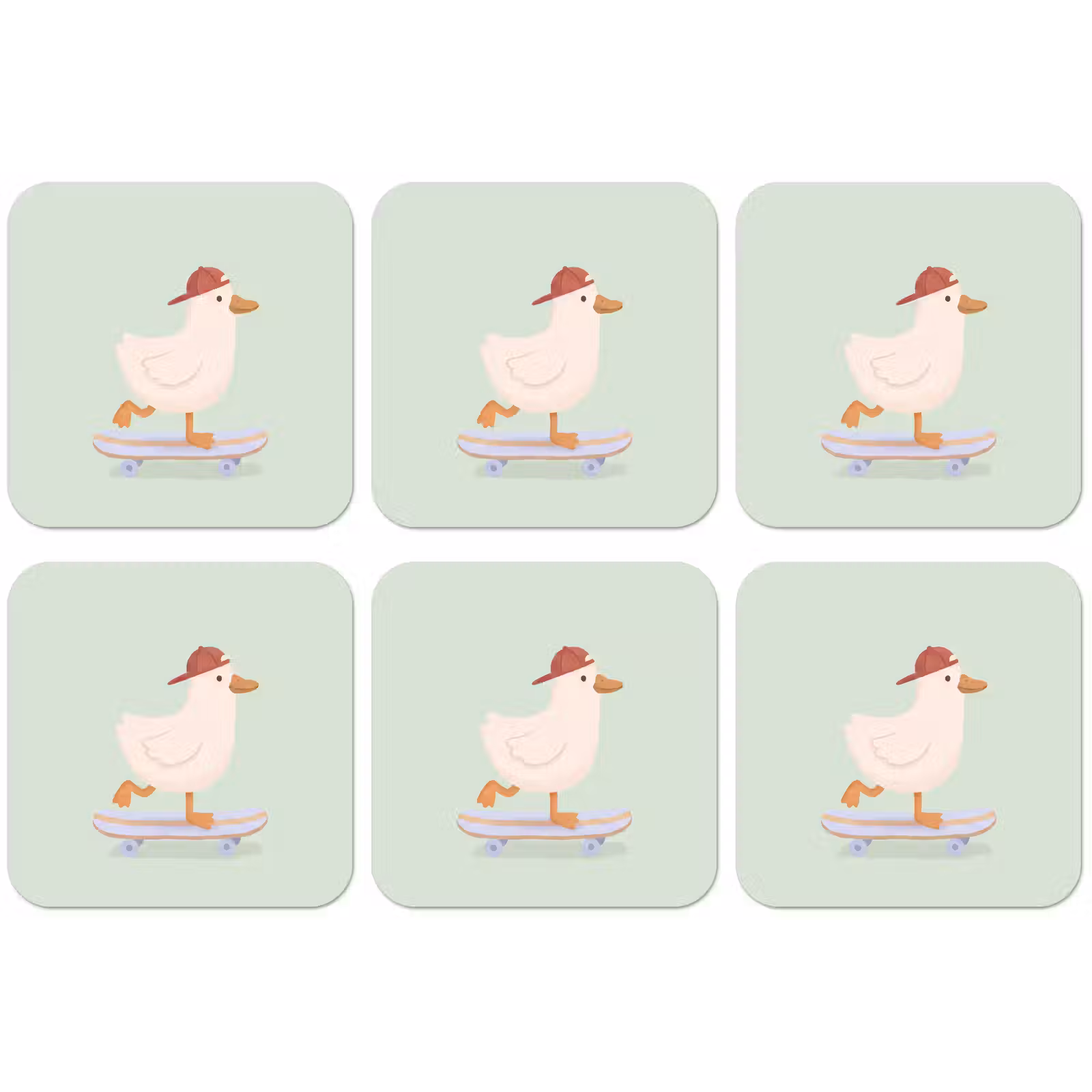 Untersetzer - Vogel – Skateboard – Tiere – Cartoon – Verspielt — 1