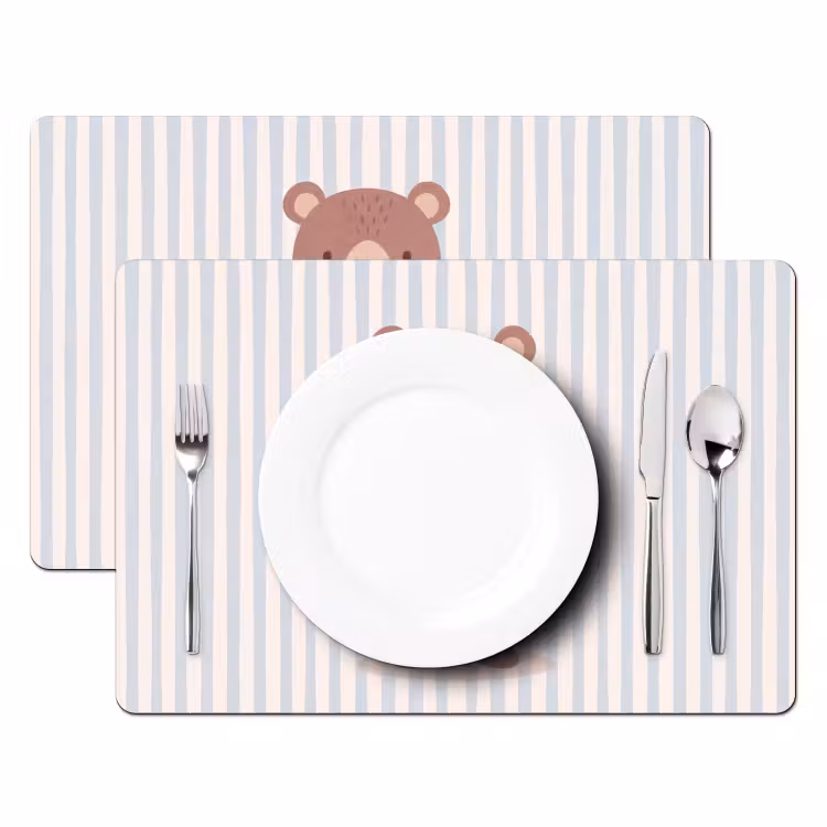 Tischset - 6 Stück - Bär – Reifen – Kinderzimmer – Illustration – Braun — 2