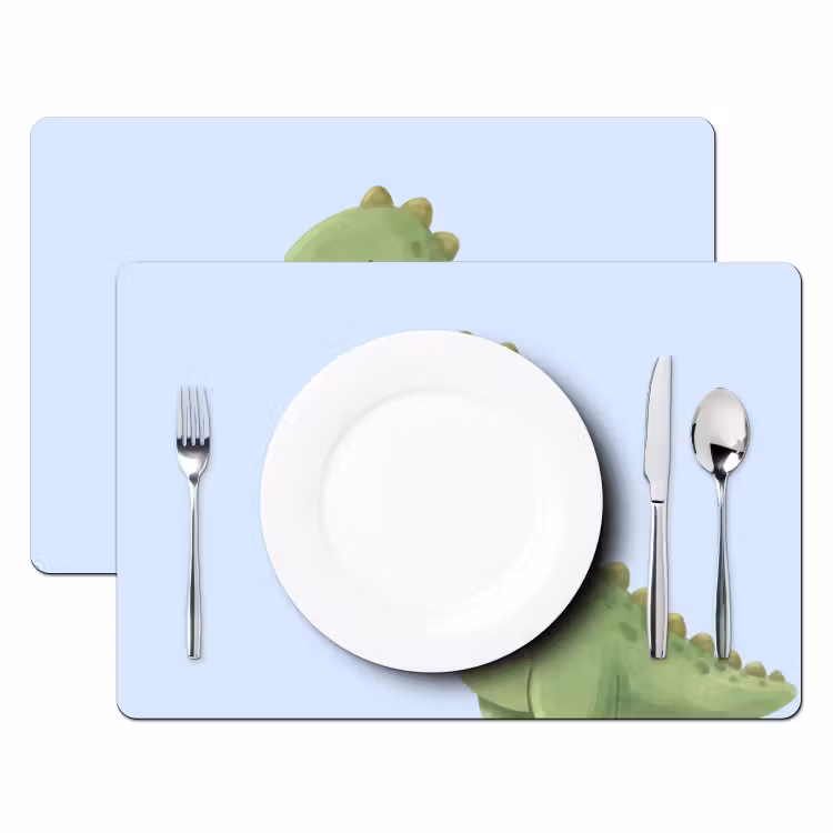 Tischset - 6 Stück - Dinosaurier – Luftballon – Kinderzimmer – Illustration – Grün — 2