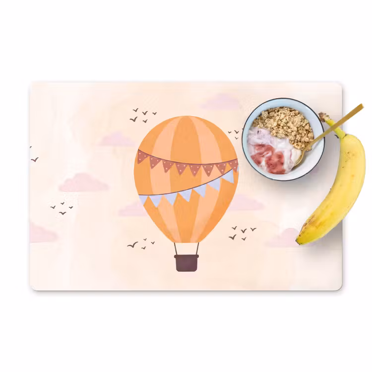 Tischset - 6 Stück - Heißluftballon – Girlanden – Abenteuer – Illustration – Orange — 1