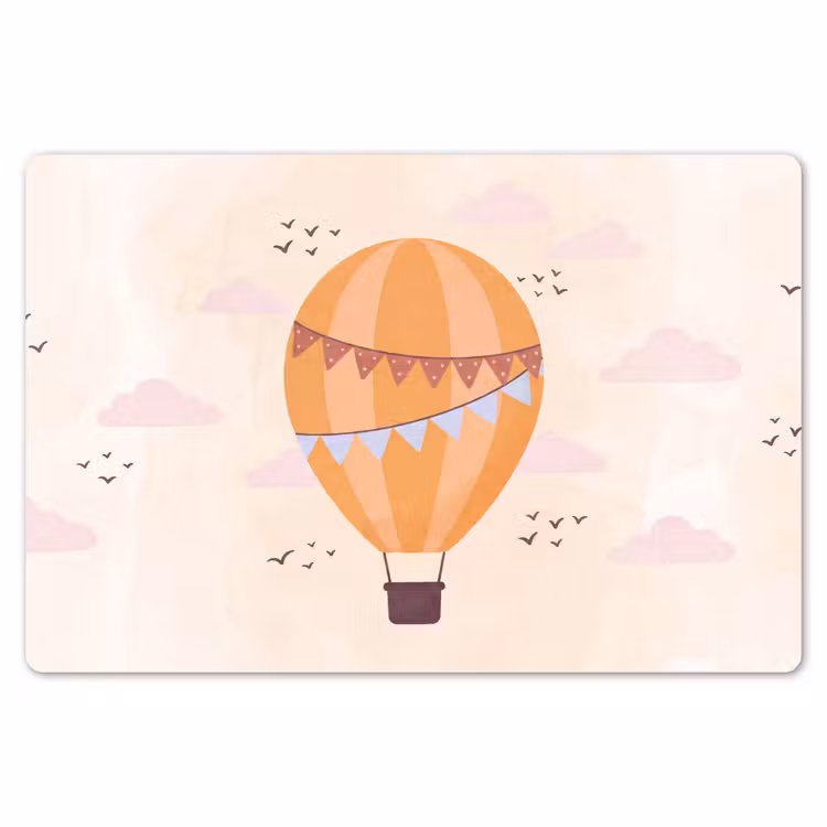 Tischset - 6 Stück - Heißluftballon – Girlanden – Abenteuer – Illustration – Orange — 6