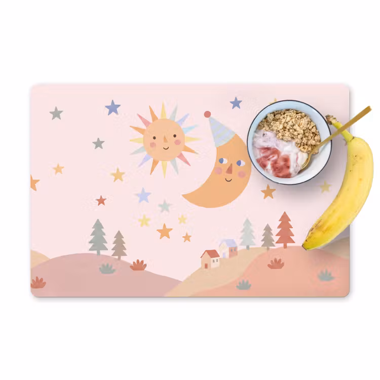 Tischset - 6 Stück - Sonne – Mond – Sterne – Kinderzimmer – Pastell — 1