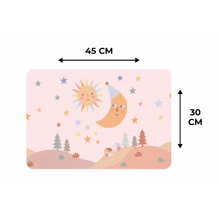 Tischset - 6 Stück - Sonne – Mond – Sterne – Kinderzimmer – Pastell — 3