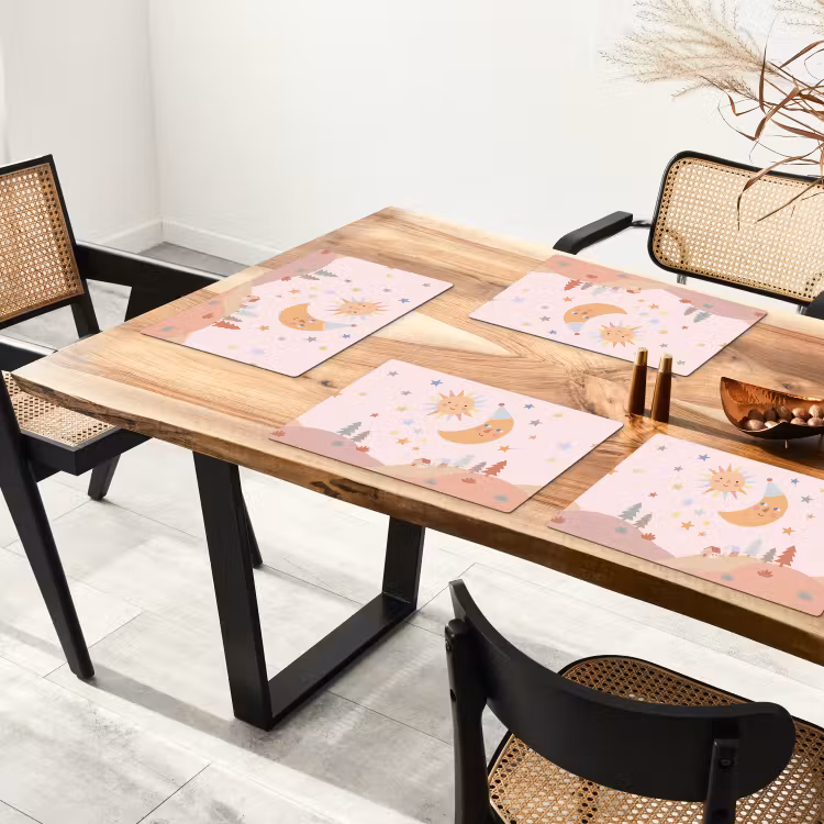 Tischset - 6 Stück - Sonne – Mond – Sterne – Kinderzimmer – Pastell — 4