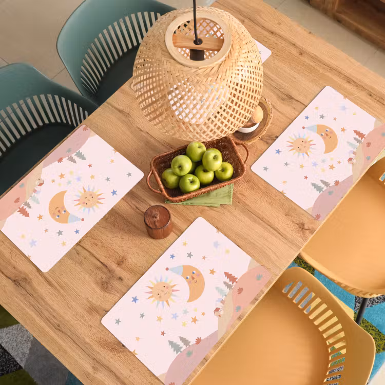 Tischset - 6 Stück - Sonne – Mond – Sterne – Kinderzimmer – Pastell — 5