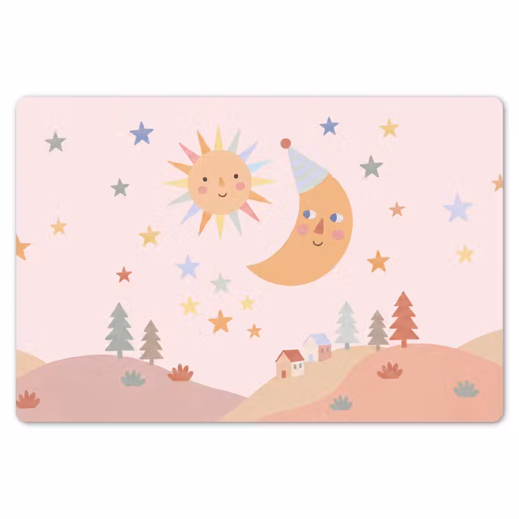Tischset - 6 Stück - Sonne – Mond – Sterne – Kinderzimmer – Pastell — 6