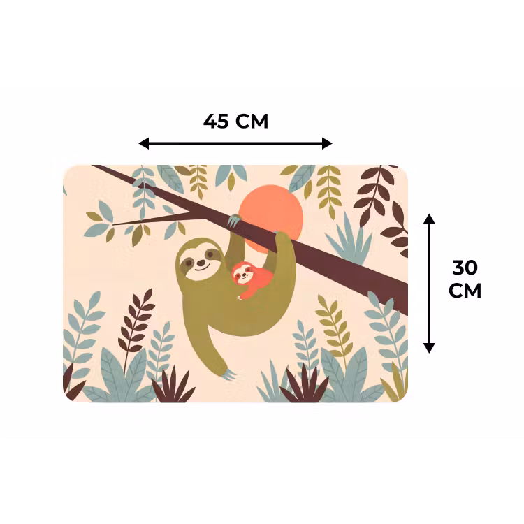 Tischset - 6 Stück - Tiere – Mutter – Baby – Natur – Grün — 3