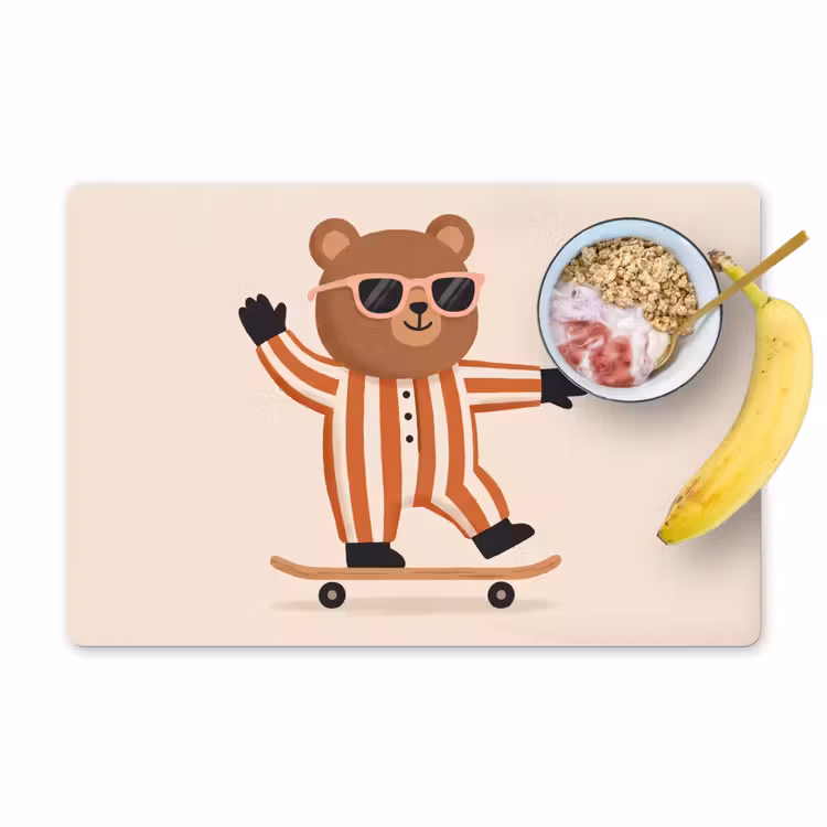 Tischset - 6 Stück - Tiere – Skateboard – Spiel – Zeichentrick – Rosa — 1