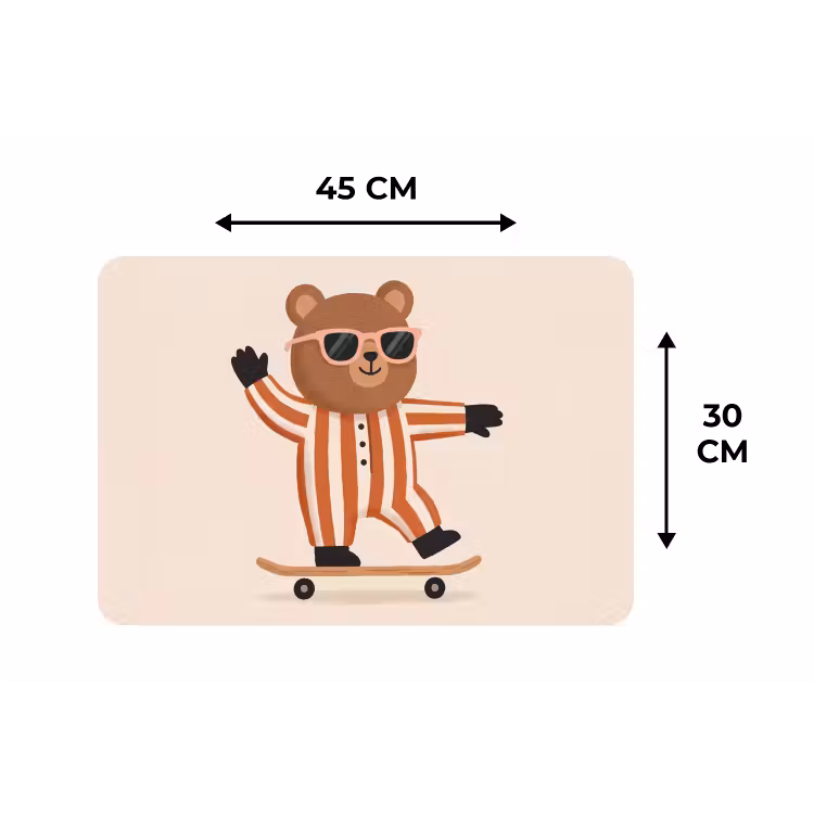 Tischset - 6 Stück - Tiere – Skateboard – Spiel – Zeichentrick – Rosa — 3