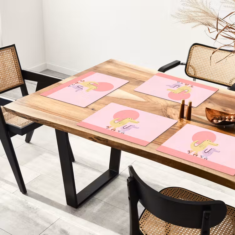 Tischset - 6 Stück - Tiere – Skaten – Illustration – Verspielt – Rosa — 4