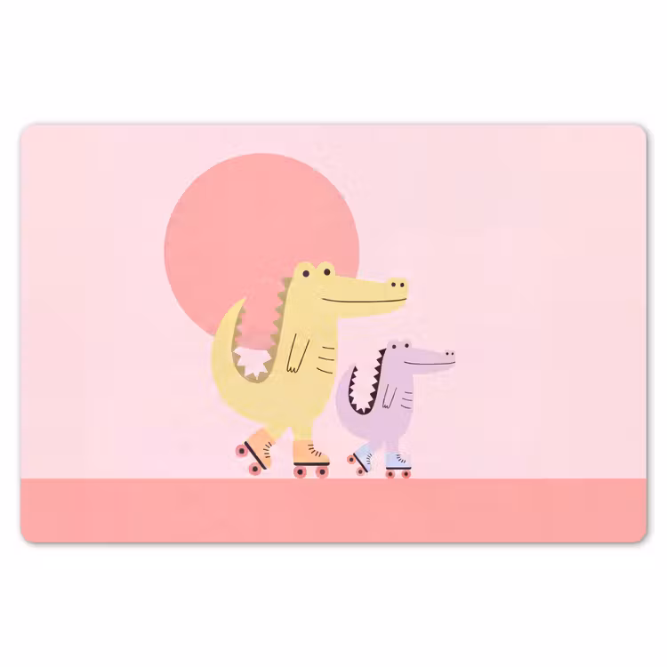 Tischset - 6 Stück - Tiere – Skaten – Illustration – Verspielt – Rosa — 6