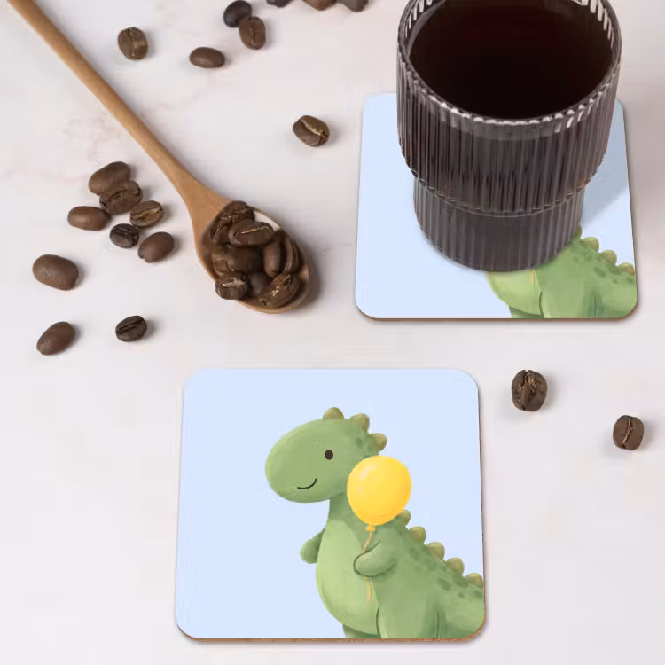 Untersetzer - Dinosaurier – Luftballon – Kinderzimmer – Illustration – Grün — 4