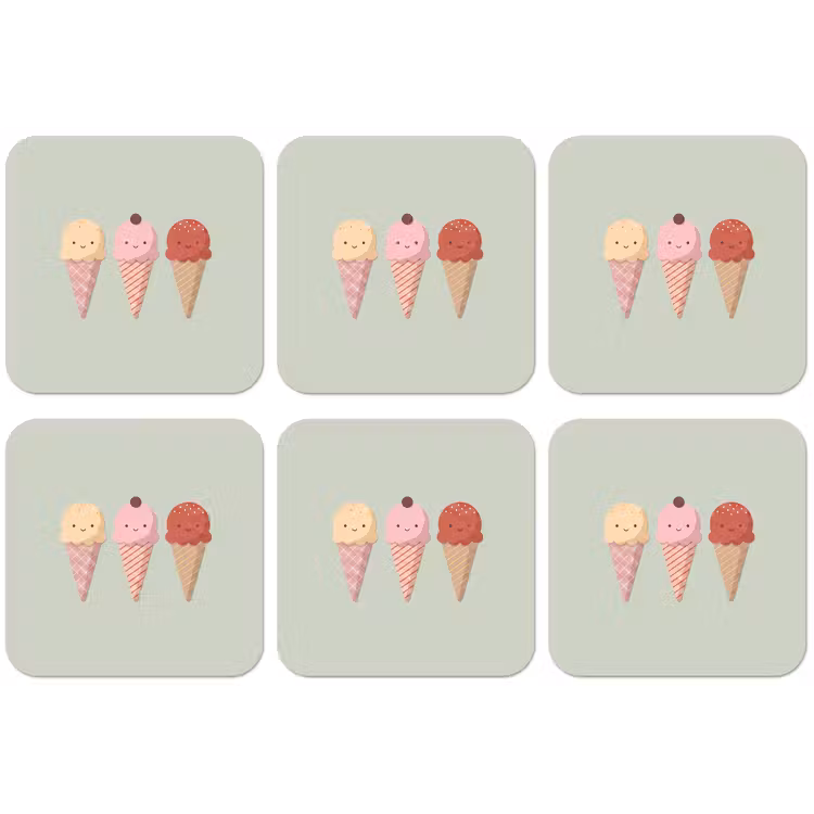 Untersetzer - Eis – Eistüten – Essen – Illustration – Fröhlich — 1