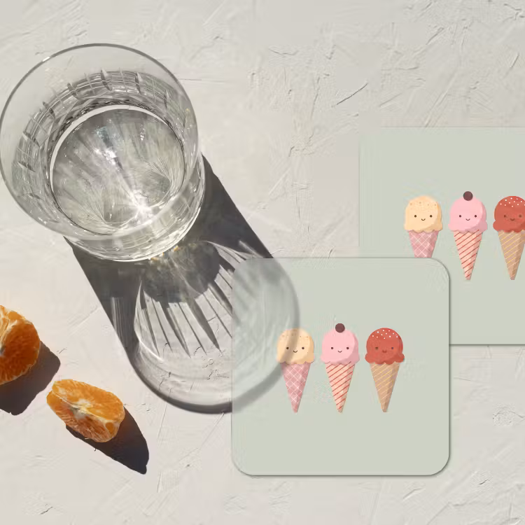 Untersetzer - Eis – Eistüten – Essen – Illustration – Fröhlich — 2