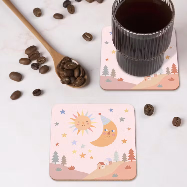 Untersetzer - Sonne – Mond – Sterne – Kinderzimmer – Pastell — 4