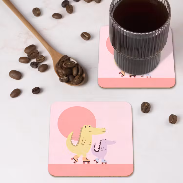Untersetzer - Tiere – Skaten – Illustration – Verspielt – Rosa — 4