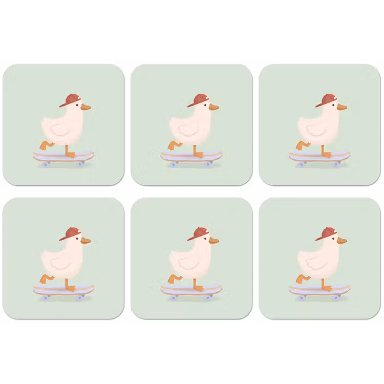 Untersetzer - Vogel – Skateboard – Tiere – Cartoon – Verspielt — 1