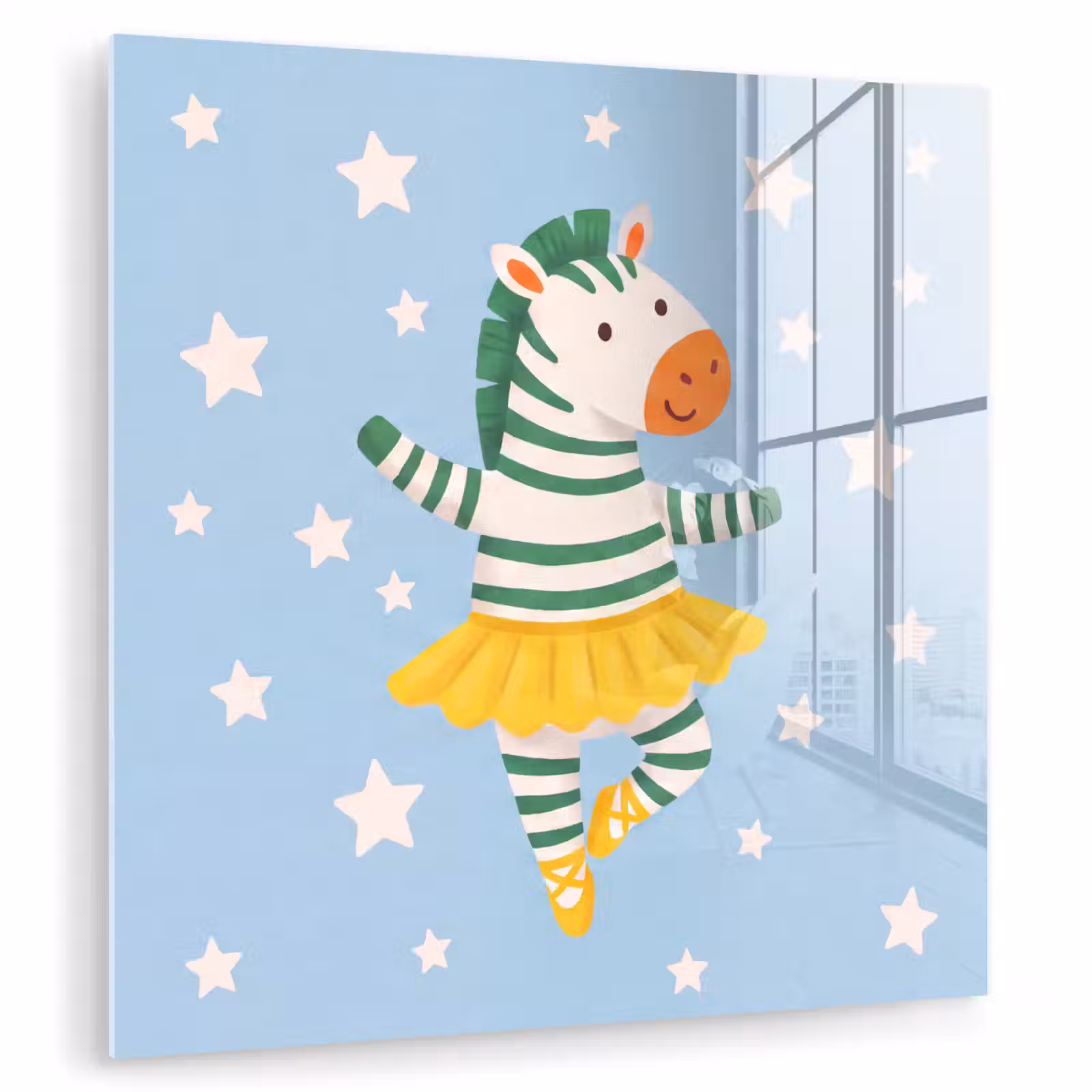 Glasbild - Tiere – Tanz – Illustration – Kinderzimmer – Sterne — 1