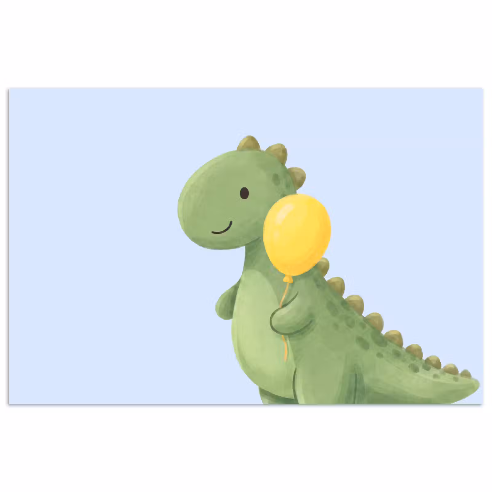 Poster - Dinosaurier – Luftballon – Kinderzimmer – Illustration – Grün — 1