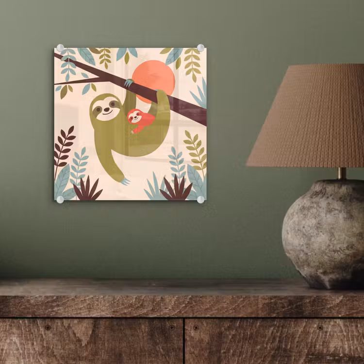 Glasbild - Tiere – Mutter – Baby – Natur – Grün — 4