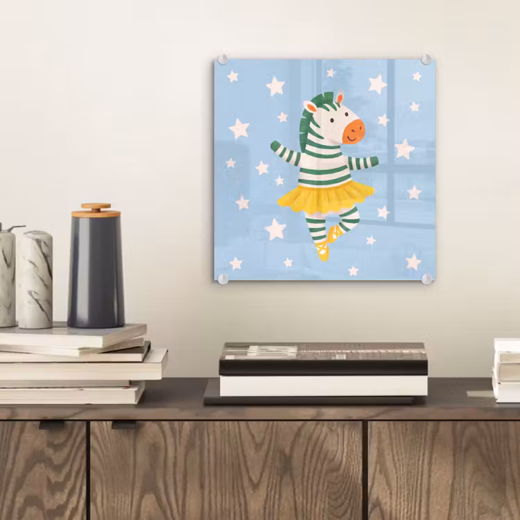 Glasbild - Tiere – Tanz – Illustration – Kinderzimmer – Sterne — 2