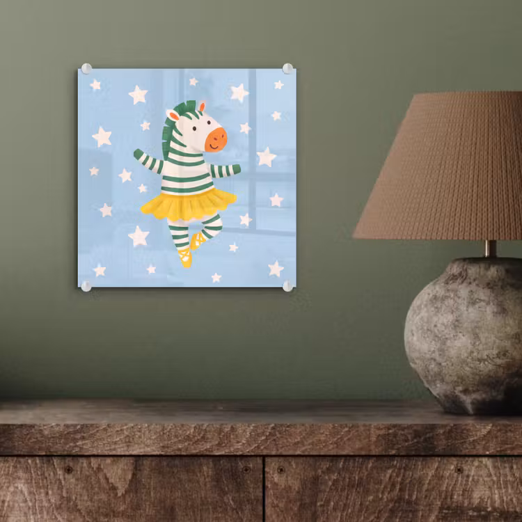 Glasbild - Tiere – Tanz – Illustration – Kinderzimmer – Sterne — 4