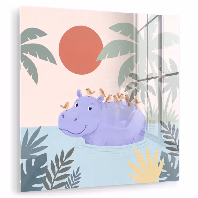 Glasbild - Tiere – Vogel – Wasser – Natur – Illustration — 1