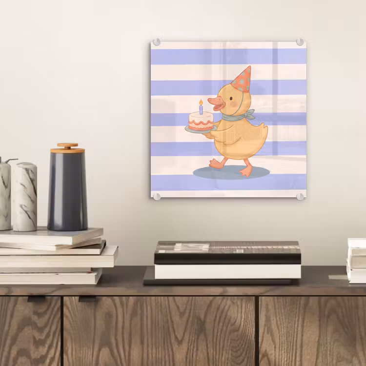 Glasbild - Vogel – Fest – Torte – Kinder – Illustration — 2