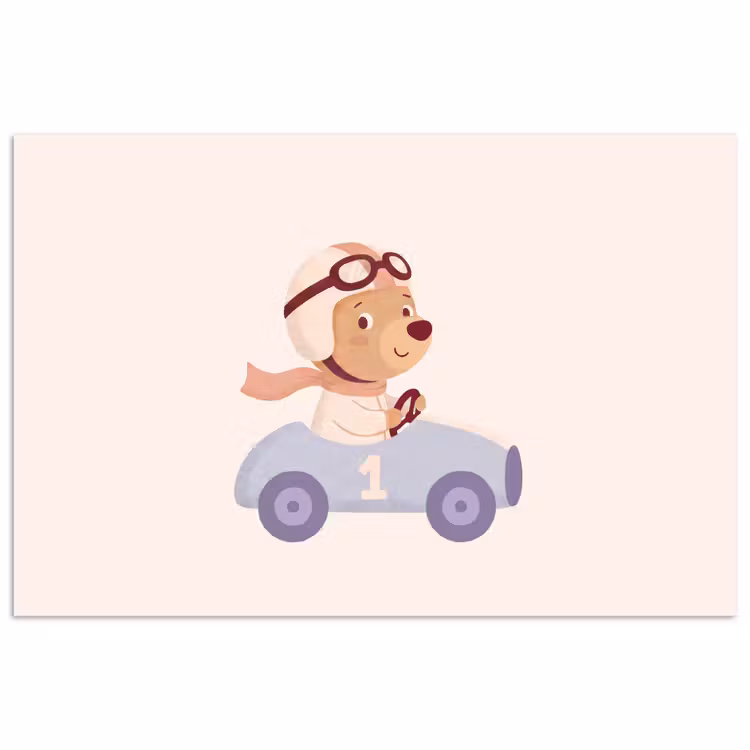 Poster - Bär – Auto – Kinderzimmer – Cartoon – Verspielt — 1