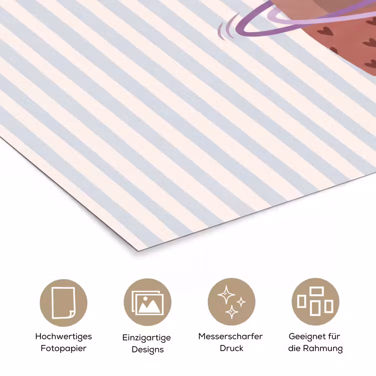 Poster - Bär – Reifen – Kinderzimmer – Illustration – Braun — 5