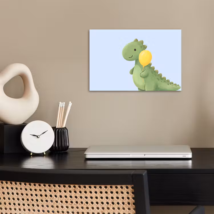 Poster - Dinosaurier – Luftballon – Kinderzimmer – Illustration – Grün — 2