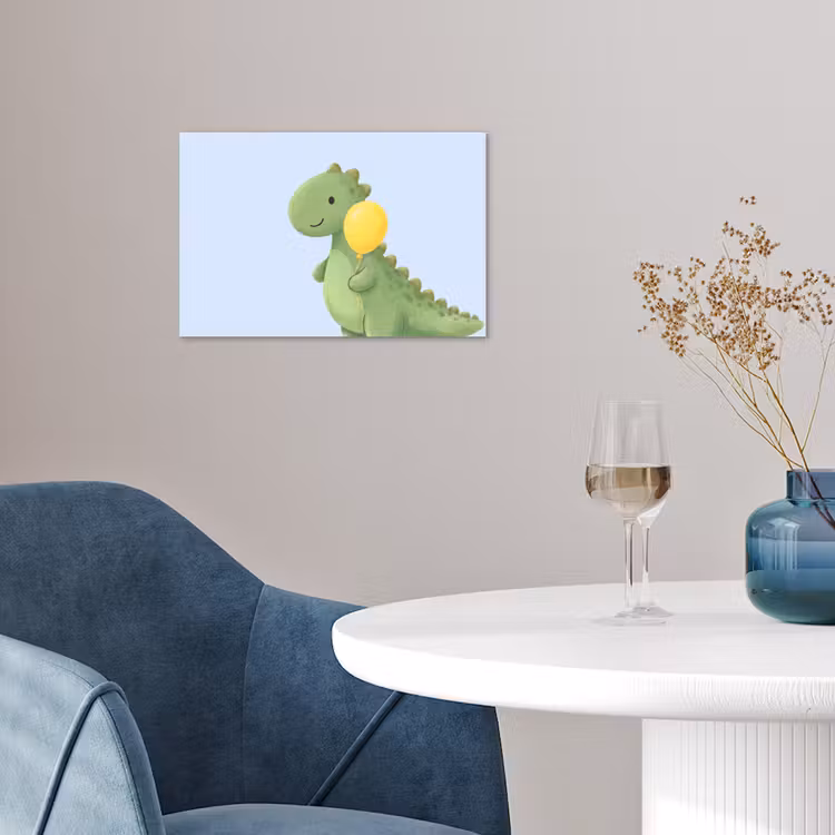Poster - Dinosaurier – Luftballon – Kinderzimmer – Illustration – Grün — 4