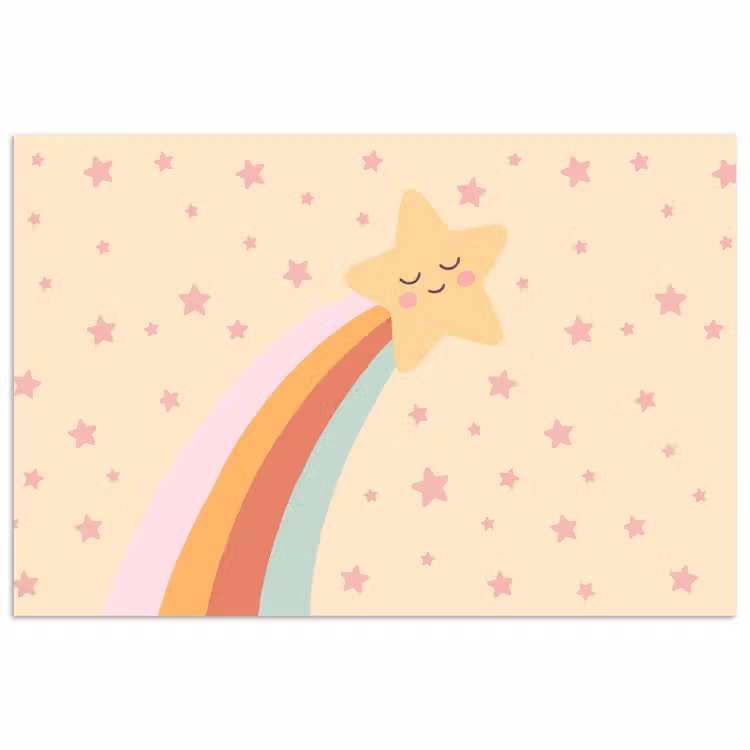 Poster - Stern – Regenbogen – Nacht – Illustration – Pastell — 1