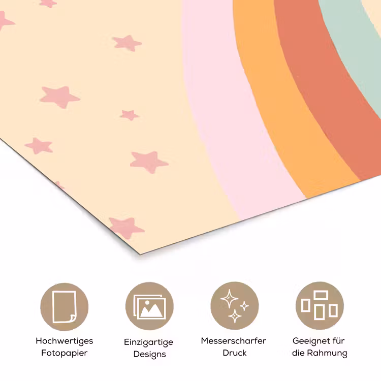 Poster - Stern – Regenbogen – Nacht – Illustration – Pastell — 5