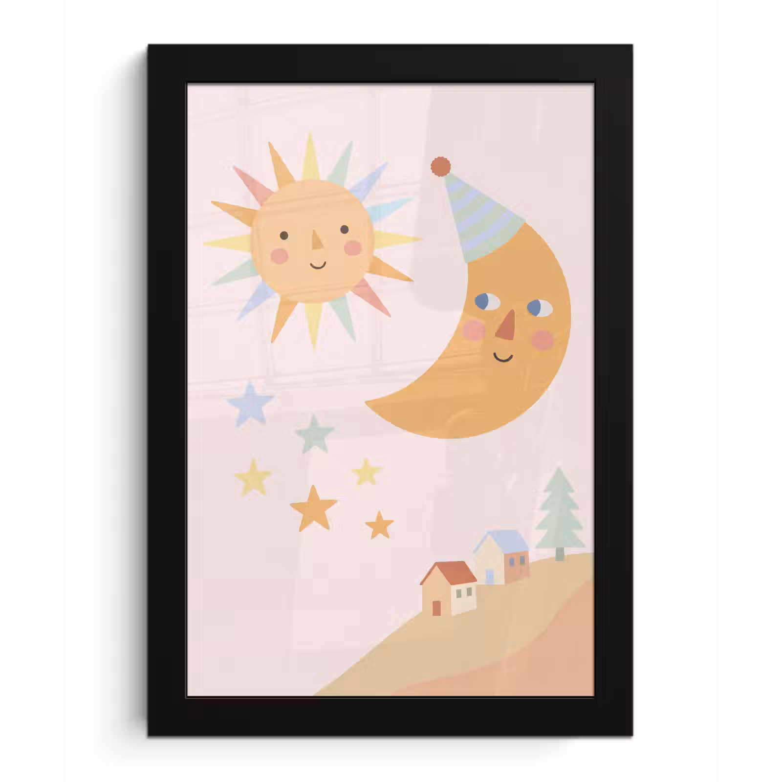 Bilder mit Rahmen - Sonne – Mond – Sterne – Kinderzimmer – Pastell — 1