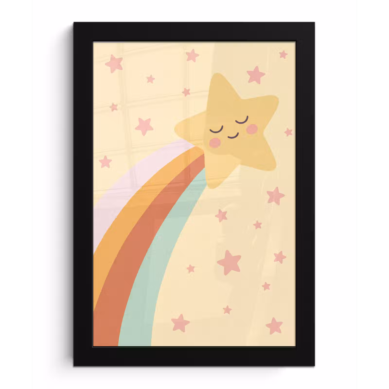 Bilder mit Rahmen - Stern – Regenbogen – Nacht – Illustration – Pastell — 1