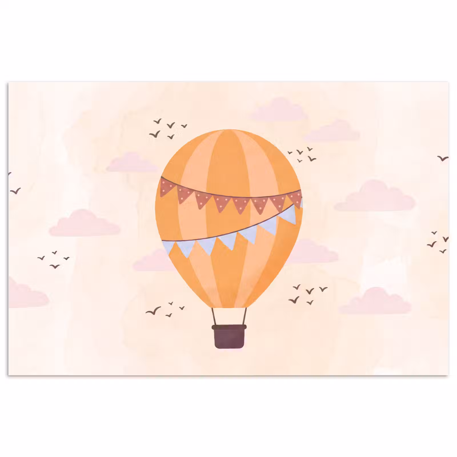 Poster - Heißluftballon – Girlanden – Abenteuer – Illustration – Orange — 1