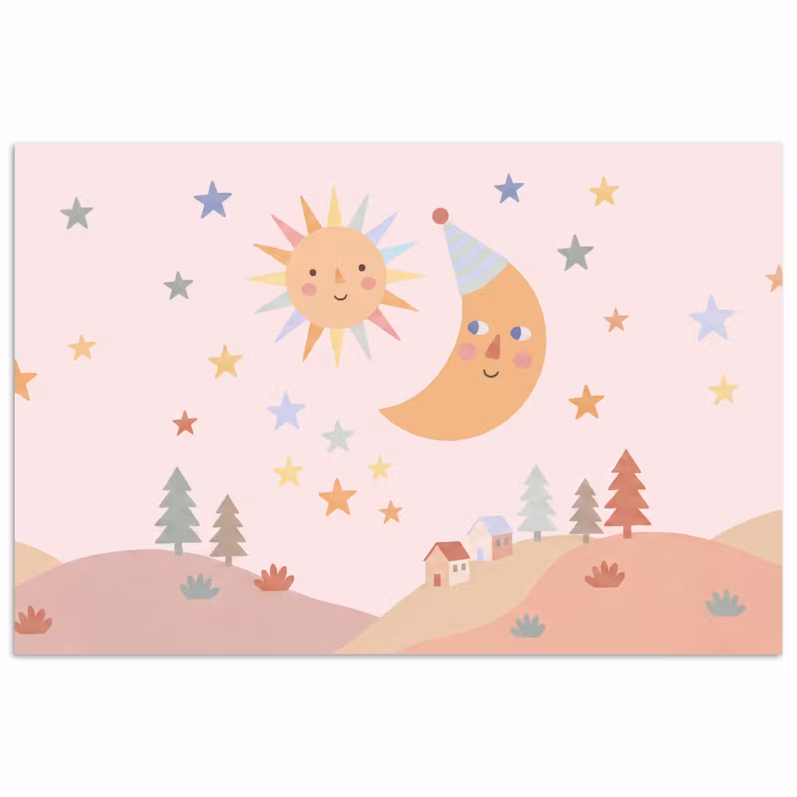 Poster - Sonne – Mond – Sterne – Kinderzimmer – Pastell — 1